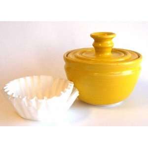 Coffee Filter Storage Jar   Bright Yellow Glaze