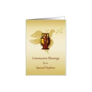  First Communion Chalice, Dove, Congratulations Nephew Card 