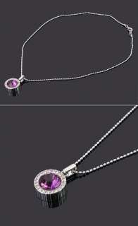 Noble Violet Purple Full Diamond Necklace Pendant  