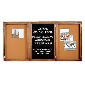 Announcement Cork Bulletin Board with 2 Protective Plexiglas Doors 