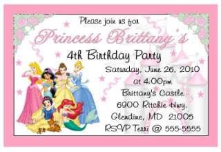 DISNEY PRINCESS custom BIRTHDAY INVITATIONS DIGITAL 4X6  