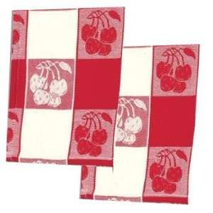    Red & White Cherry Cotton Napkins, Set Of 4