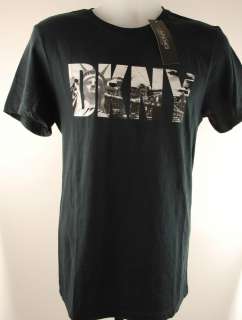 DKNY DONNA KARAN Classic Fit Black LOGO Crewneck t shirt for Men NEW 
