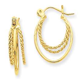 New 14k & Twisted Gold Double 1/2 Hoop Earrings  