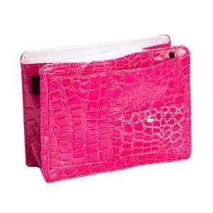  Pink Small Croco Portable Bag Insert Divider Purse 