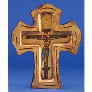  Byzantine Hand Painted Cross On Canvas Aged Wood Gold Leaf 