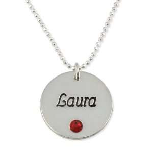    Personalized Birthstone Sterling Silver Disc Pendant Jewelry