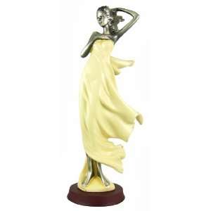   Silvered Finish Windblown Woman Statue Scratch & Dent