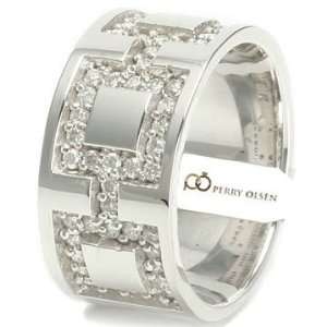   White Gold Square Linked High End Mens Diamond Wedding Ring Jewelry