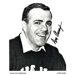 Ara Parseghian Notre Dame Fighting Irish Black and White Autographed 