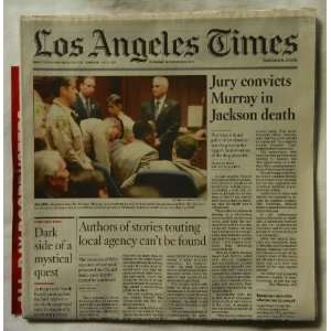 Conrad Murray Guilty Michael Jacksons Death LA Times Newspaper 11/08 