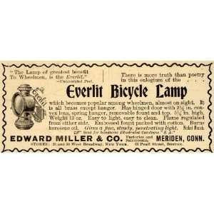  1898 Ad Edward Miller & Co Everlit Bicycle Lamp Meriden 