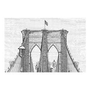  Brooklyn Bridge as a Charcoal Drawing Giclee Poster Print by James 