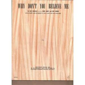    Sheet Music Why Dont You Believe Me Joni James 50 