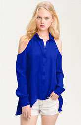 Parker Print Silk Cutout Shoulder Shirt $198.00