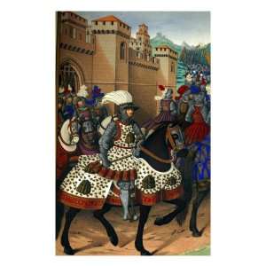 Louis XII, French king on horseback leaving the city of Alexandria to 