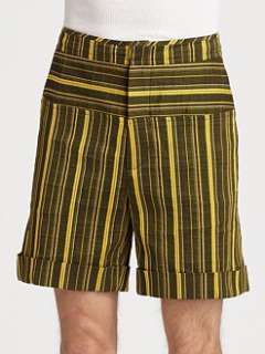 Richard Chai   Striped Cuffed Shorts