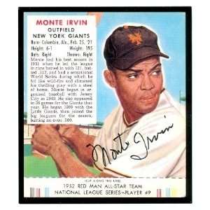 Monte Irvin Autographed/Hand Signed 1952 Red Man #9 Reprint (New York 