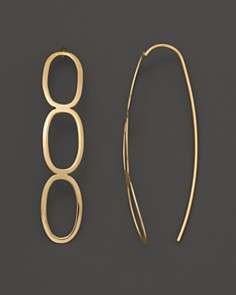 14K Yellow Gold Linear Oval Trio Earrings