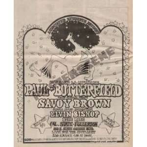  Butterfield Savoy Brown Newspaper Concert Ad Poster