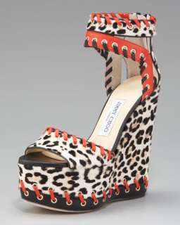 Hazel Leopard Print Whipstitched Wedge Sandal