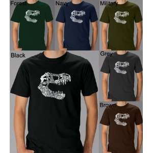  Mens BROWN T Rex Shirt Small   T Rex skull created out of 