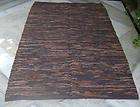 Flat Leather area accent Rug 4 x 6 DARK BROWN MULTI items in 