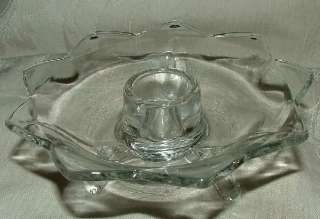 OFFERING A BEAUTIFUL CLEAR GLASS 3 TOED CANDLESTICK BY FENTON