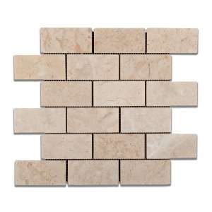 Bursa Beige / Sandy Beige Marble 2 X 4 Polished Brick Mosaic Tile   6 