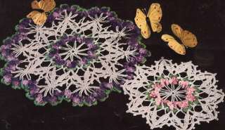 Vintage Crochet Violet Flower Doily Motif Pattern  