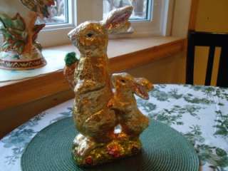 ADORABLE FOILED WRAPPED MAMA&BABY EASTER BUNNY RABBIT VINTAGE STYLE 