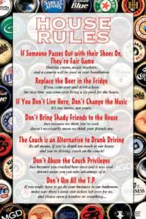 HOUSE RULES   FUN POSTER (BEER DRINKING HOUSE RULES)  
