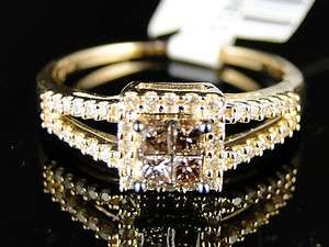 14K LADIES YELLOW GOLD CHOCOLATE PRINCESS CUT DIAMOND ENGAGEMENT RING 