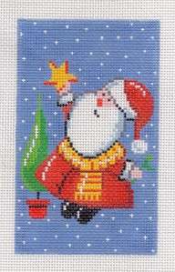 LEE Santa with Star handpainted Needlepoint Canvas WH  