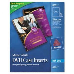  DVD Case Inserts,f/ Inkjet Prnt,Perforated,20/PK,Matte 