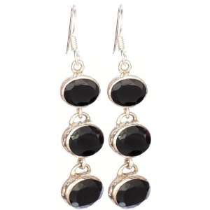  Faceted Black Onyx Earrings   Sterling Silver Everything 