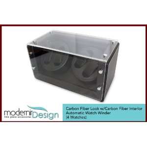  Glossy Black 4 Automatic Watch Winder Case with Carbon 