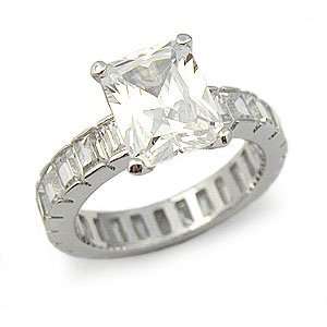 CZ Wedding Rings   Emerald Cut CZ Engagement Ring and Wedding Band Set 