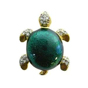   CZ Diamonds Pin   Gold Plated Turtle With CZ Crystal Studded Lapel Pin