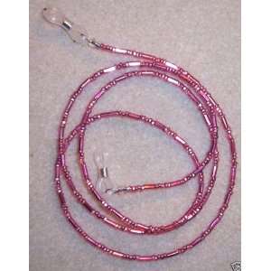   Rose Pink Czech Crystal Glass Eyeglass Holder Chain 