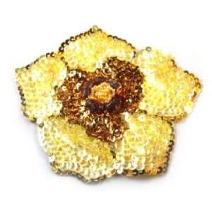  Peggy Sequin Flower By Shine Trim   Yellow/gold Arts 