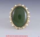 ATTRACTIVE MODERN 14K GOLD & LARGE JADE CABOCHON RING