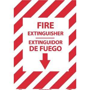 Fire Extinguisher, Down Arrow, Bilingual 14X10, Adhesive Glo Vinyl 