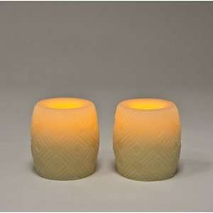  Set of 2 Candle Impressions 4 Flameless Diamond Carved 