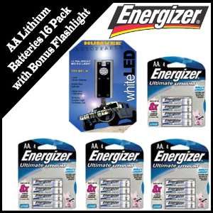  Energizer AA Lithium Batteries 16 Pack with Bonus Flashlight 