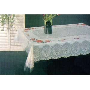  Tablecloth, Floral, Vinyl Printed 60x90 Inches Rectangular 