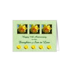   35th Anniversary Daughter and Son in Law   Yellow Rose Flowers Card