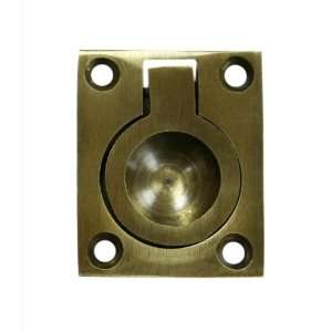   FRP175U5 Antique Brass Flush Ring Pulls, Solid Brass, 1 3/4 X 1 3/8