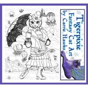  Steampunk Gal Cat Unmounted Rubber Stamp 