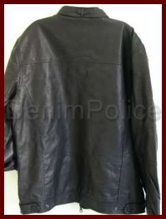 New GUESS JACKET BLACK faux Leather MENS L Large  